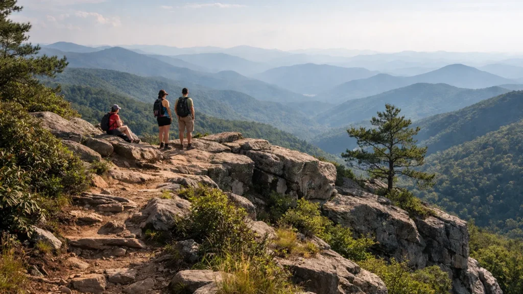 Rocky viewpoint at the end of the short Art Loeb Spur Trail