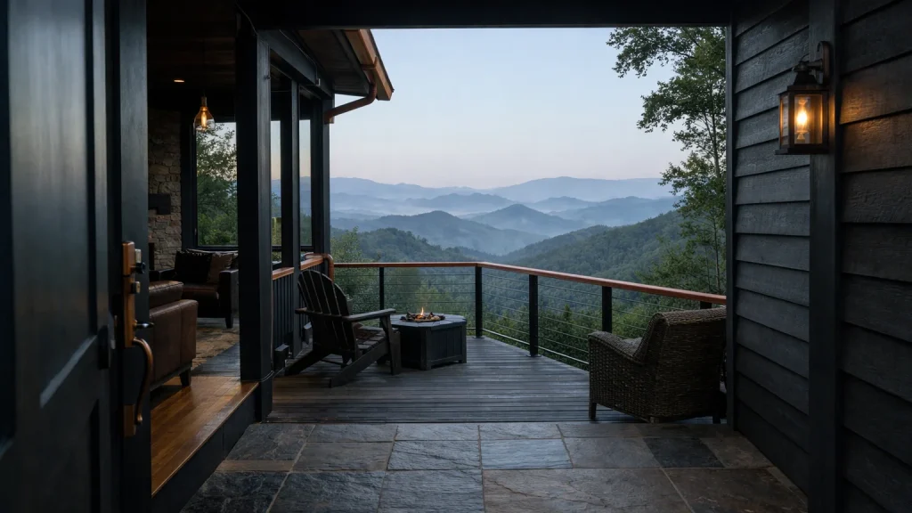 Illustrative image of a lodging in Western North Carolina, not a photo of Carolina Mornings Luxury Vacation Rentals