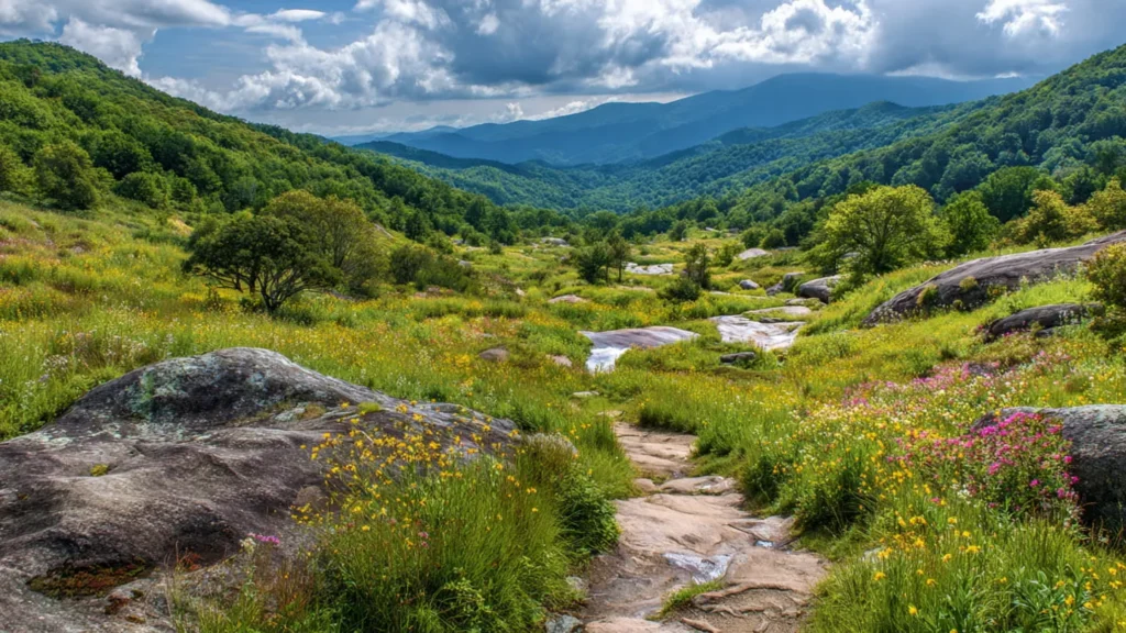 Graveyard Fields, waterfalls and a scenic hike on the Blue Ridge Parkway, North Carolina