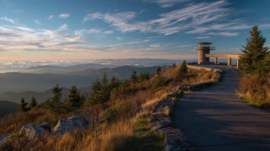 Kuwohi summit, a scenic walk in the Great Smoky Mountains, North Carolina