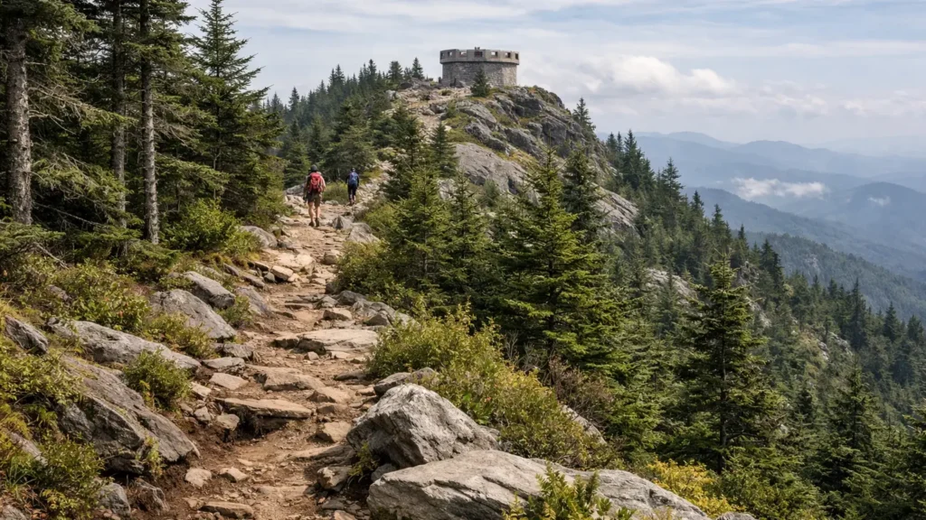 Trail climbing toward the summit of Mount Mitchell