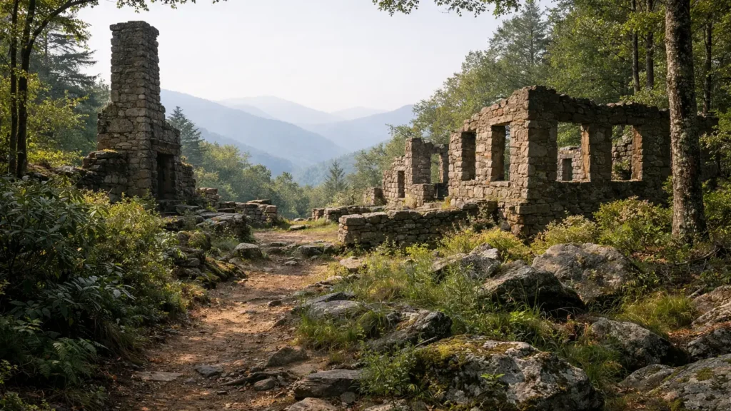 Historic stone ruins along the Rattlesnake Lodge Trail