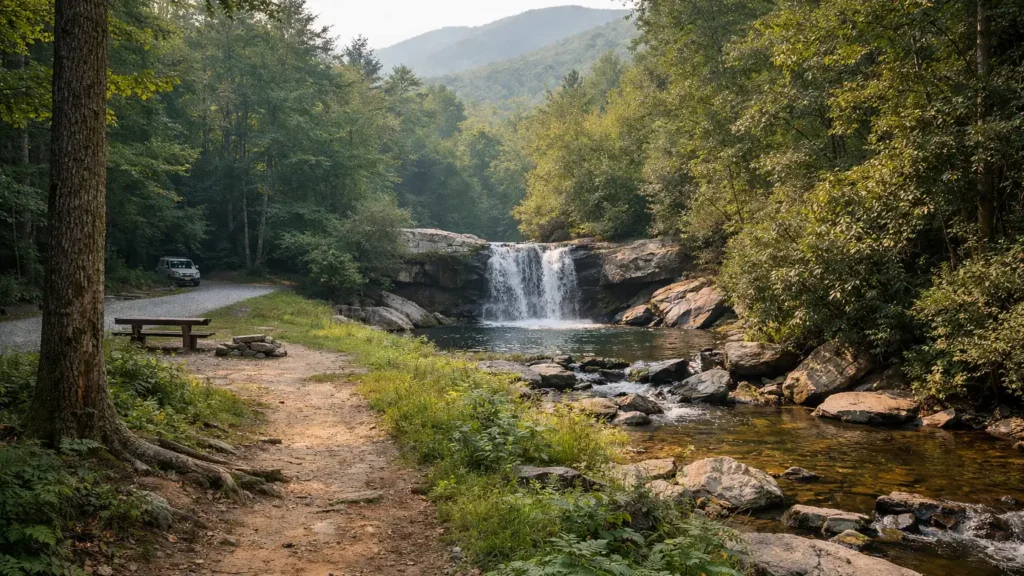 Short trail to Setrock Creek Falls near Burnsville