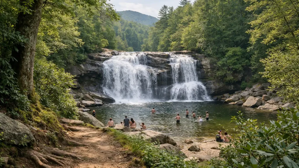 Waterfall and swimming hole at Silver Run Falls