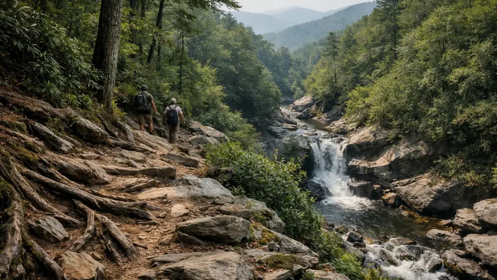 Strenuous trail descending toward Upper Creek Falls