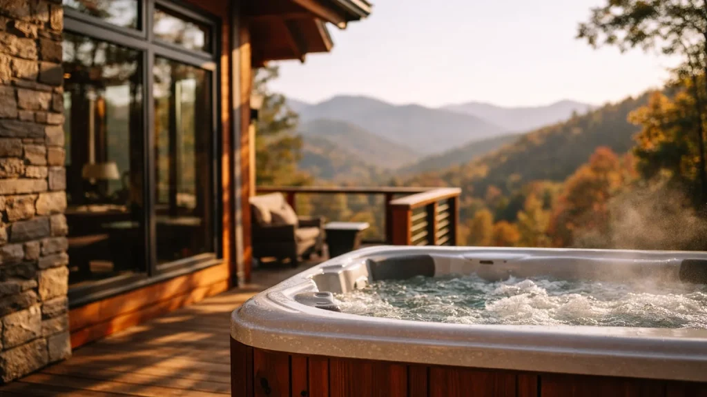 Illustrative image of a lodging in Western North Carolina, not a photo of Watershed Cabins