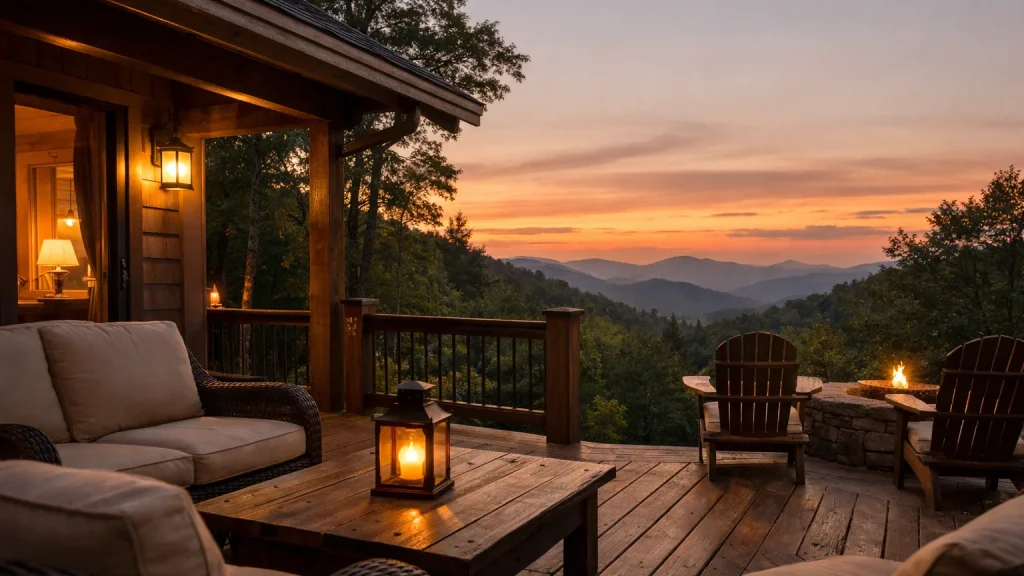 Illustrative image of a lodging in Western North Carolina, not a photo of Yonder Luxury Vacation Rentals