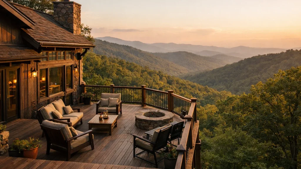 Illustrative image of a lodging in Western North Carolina, not a photo of Allure Mountain Retreats